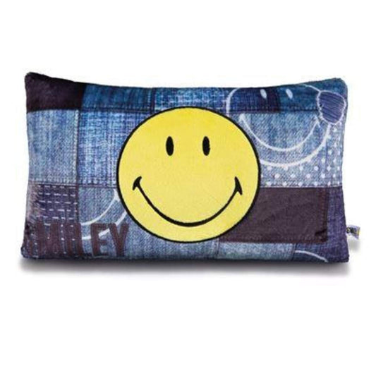 NICI Smiley Kissen im Jeans-Look rechteckig, 43 x 25 cm