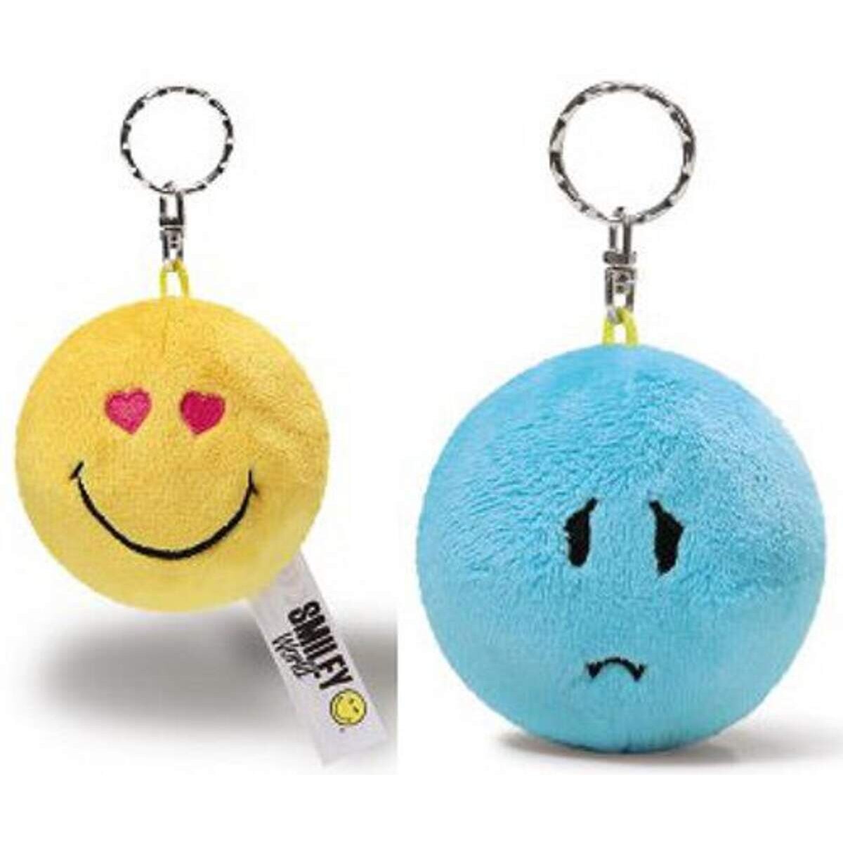 NICI Smiley Schlüsselanhänger wendbar gelb/blau, 6 cm