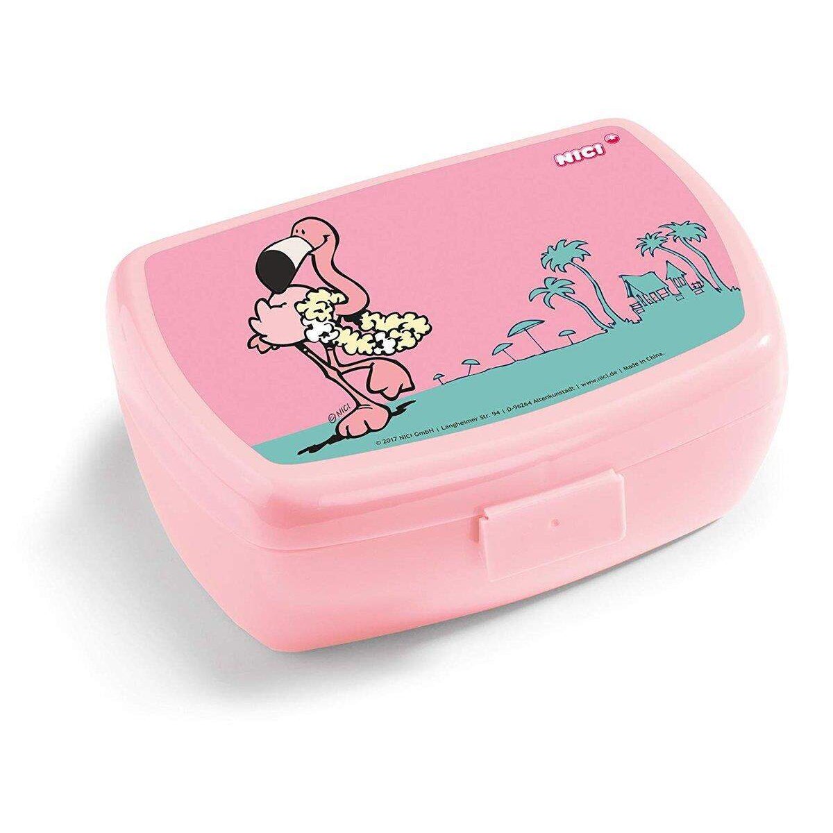 NICI Sommer Brotdose mit Flamingo, 17 x 12 x 6,8 cm