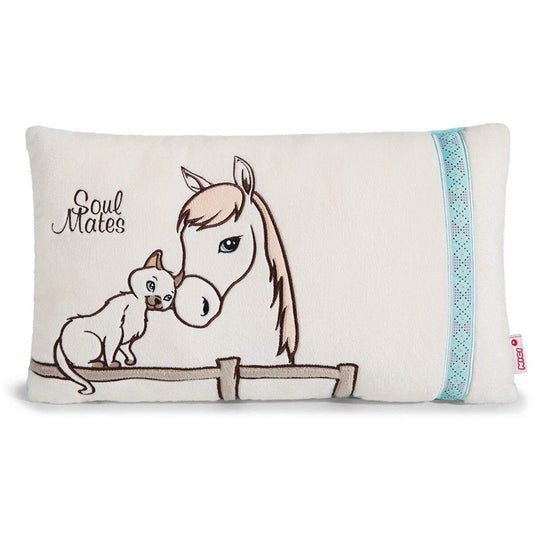 NICI Soulmates Kissen Pferd Cloudhopper und Katze, rechteckig