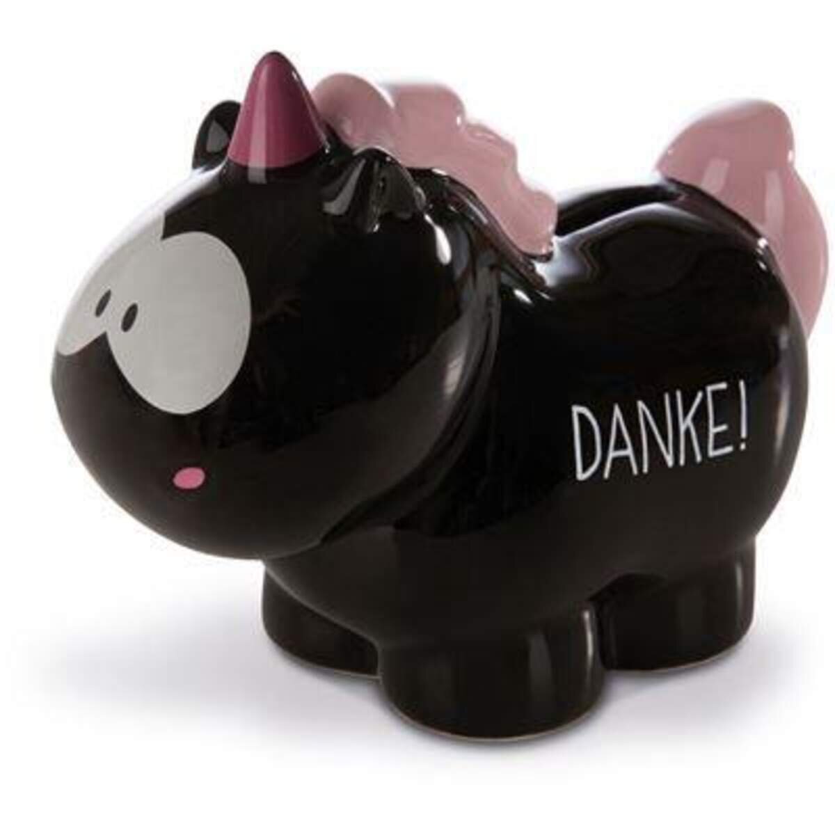 NICI Spardose Einhorn Carbon Flash "Danke!", 7,5 x 12 x 16,5 cm