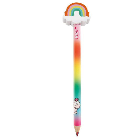 NICI Theodor & Friends Buntstift mehrfarbig mit Regenbogen-Radiergummi