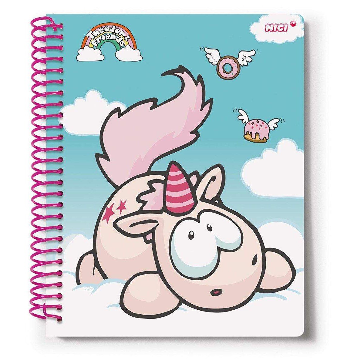 NICI Theodor & Friends Spiralblock Einhorn Theodor kariert, DIN A4
