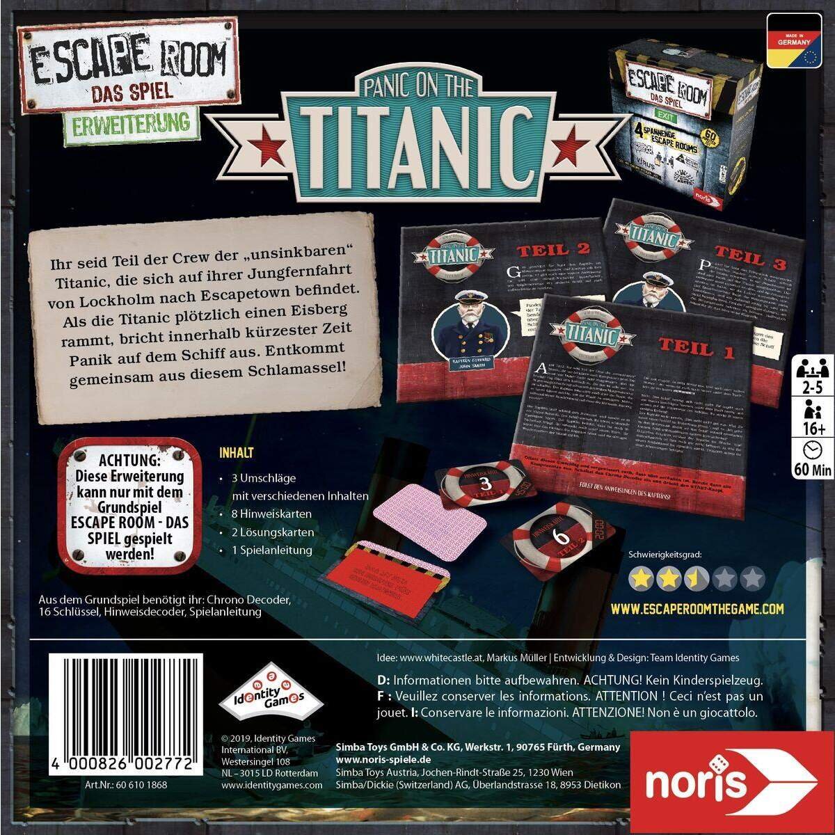 Noris Spiele Escape Room Erweiterung Panic on the Titanic
