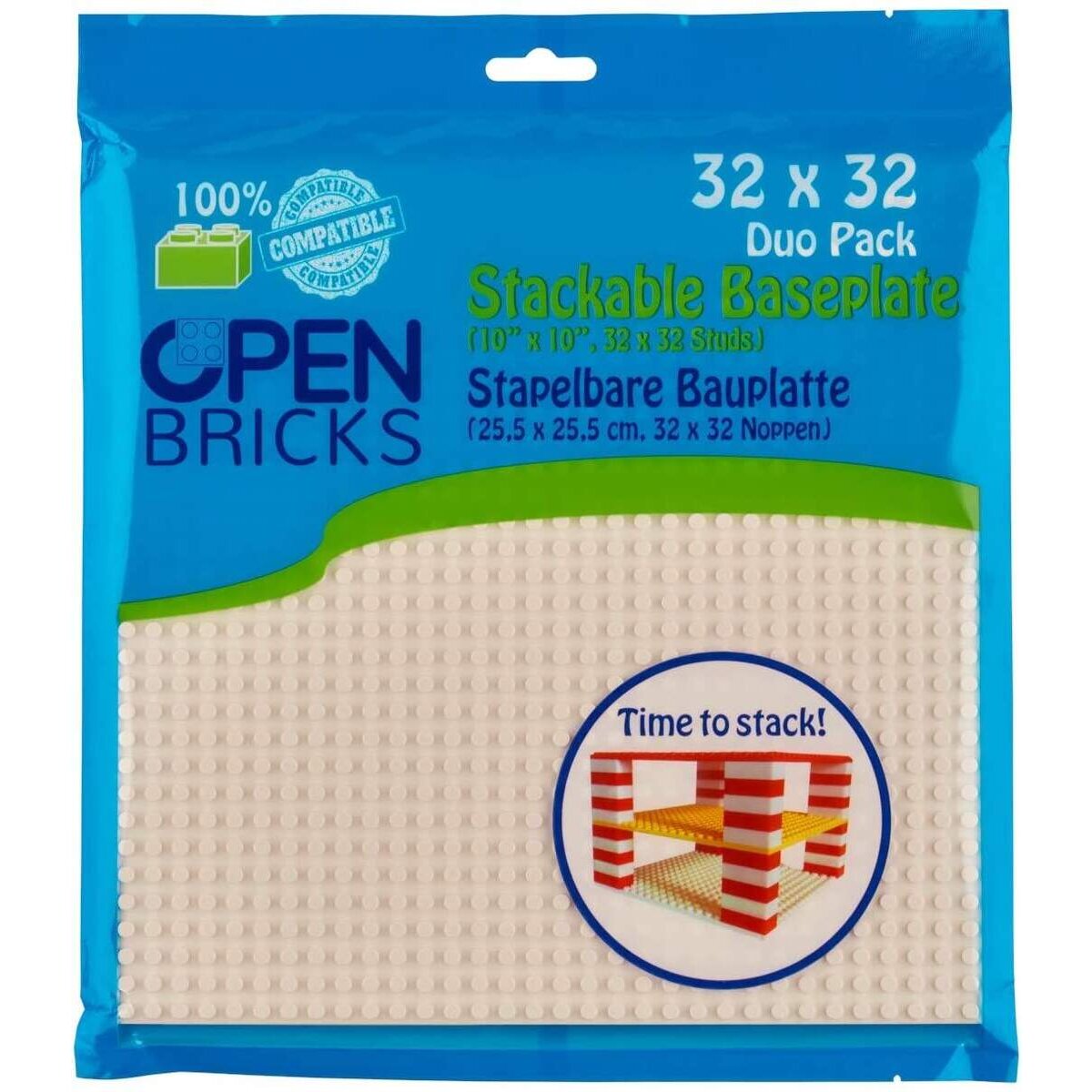 Open Bricks Bauplatten Weiß/White 32 x 32 cm, 2 Stück