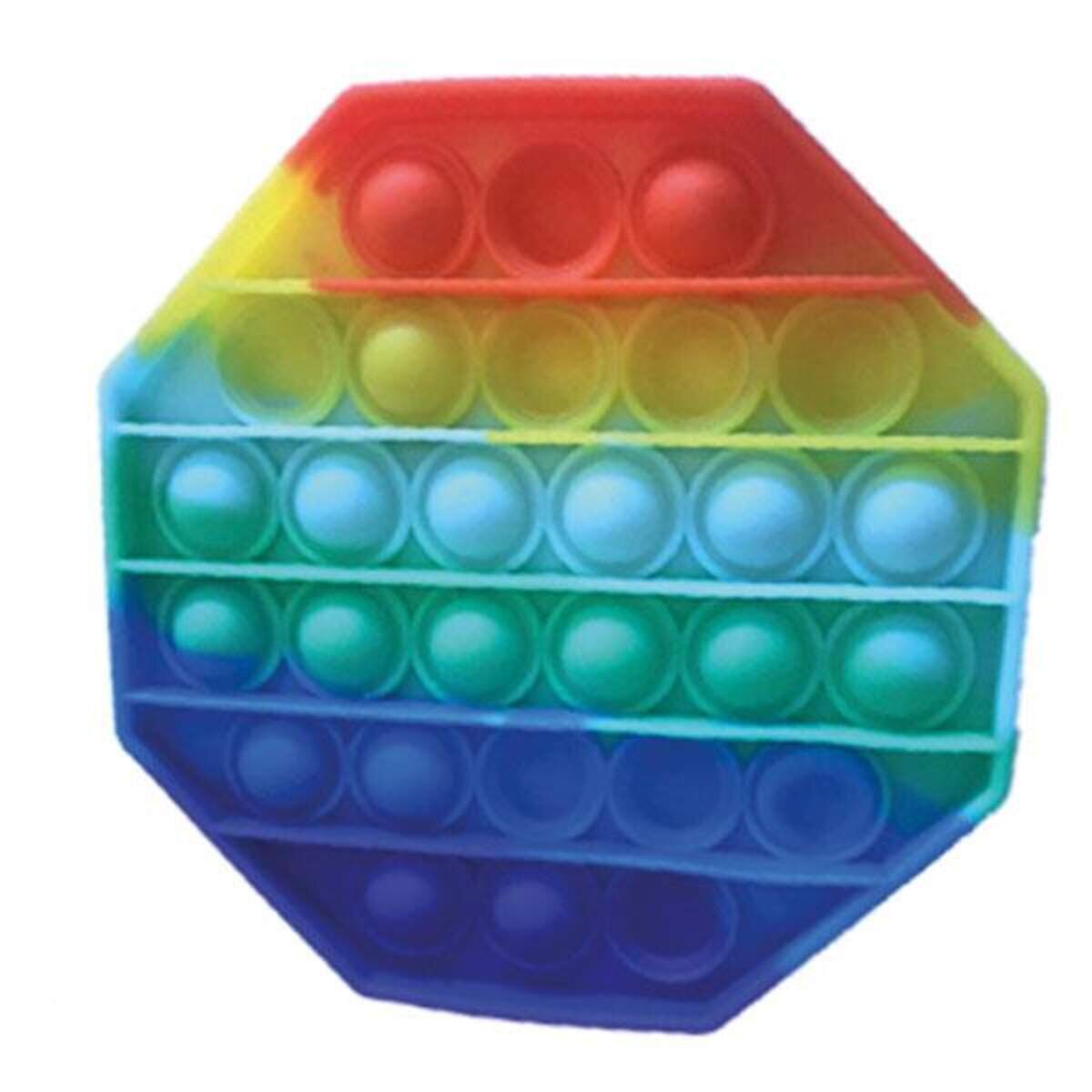 Out of the Blue Pop It Plop Up Fidget Rainbow Achteck, 13 x 13 cm