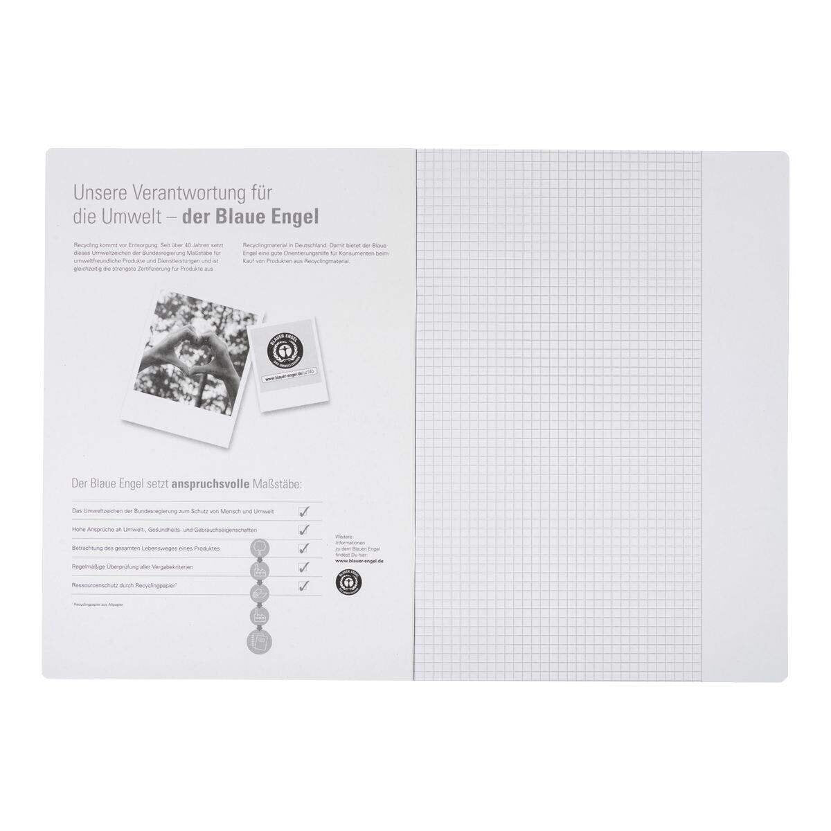 Oxford Recycling Schulheft A4, 16 Blatt, Lineatur 26 (kariert, weißer Rand rechts), 90 g/m², Optik Paper®