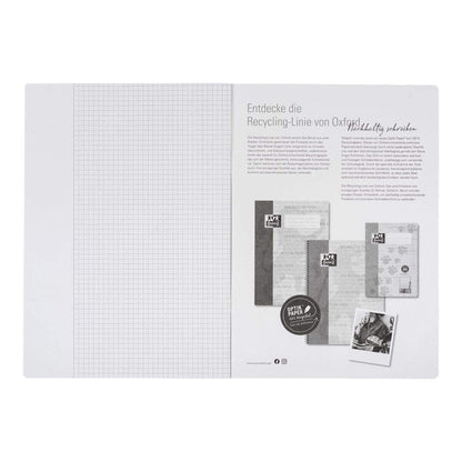 Oxford Recycling Schulheft A4, 16 Blatt, Lineatur 26 (kariert, weißer Rand rechts), 90 g/m², Optik Paper®
