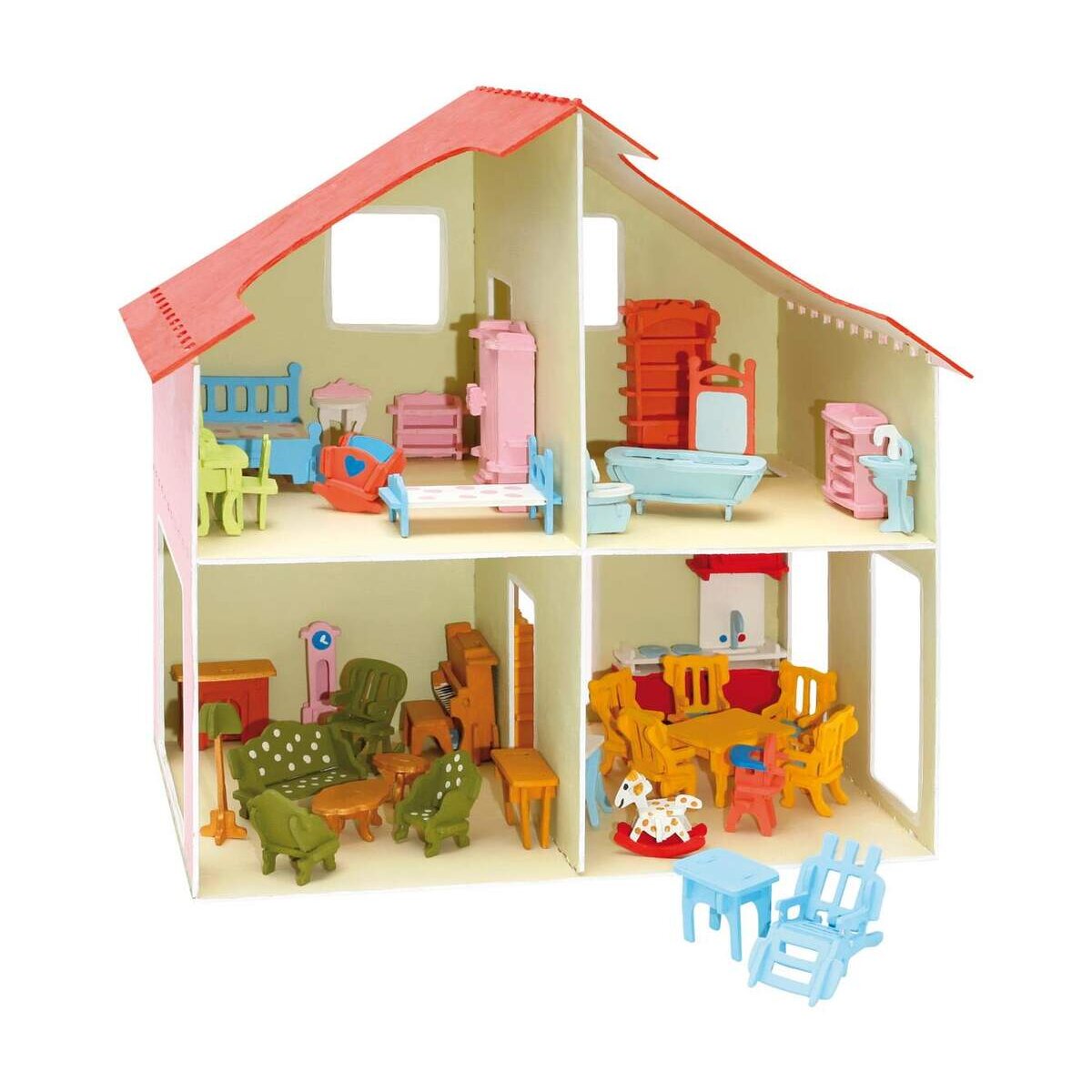 Pebaro Holzbausatz Puppenhaus Mit Möbeln