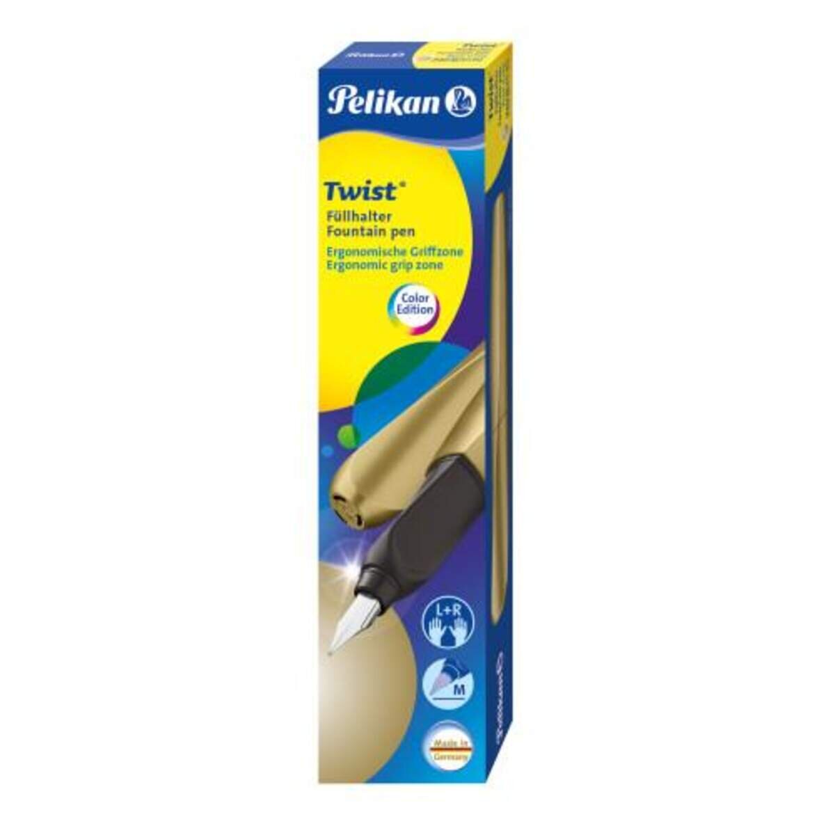 Pelikan Twist® Füller Feder M, Pure Gold universell für Rechts- und Linkshänder