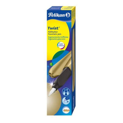 Pelikan Twist® Füller Feder M, Pure Gold universell für Rechts- und Linkshänder