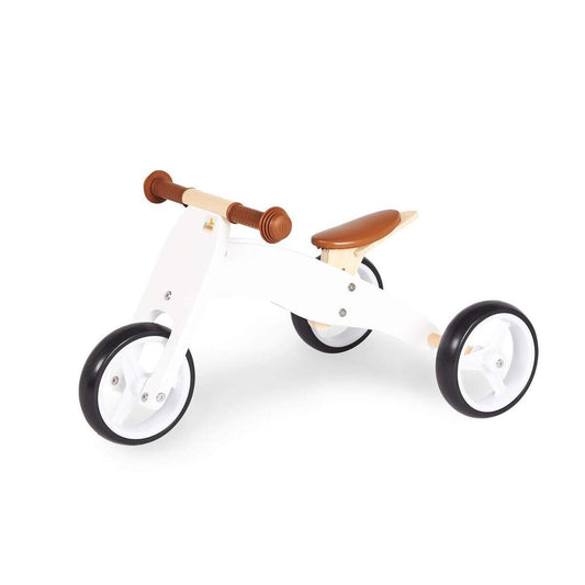 Pinolino Mini-Laufdreirad Charlie, aus Holz, 4-fach umbaubar, Sattel 6-fach höhenverstellbar, weiß / natur