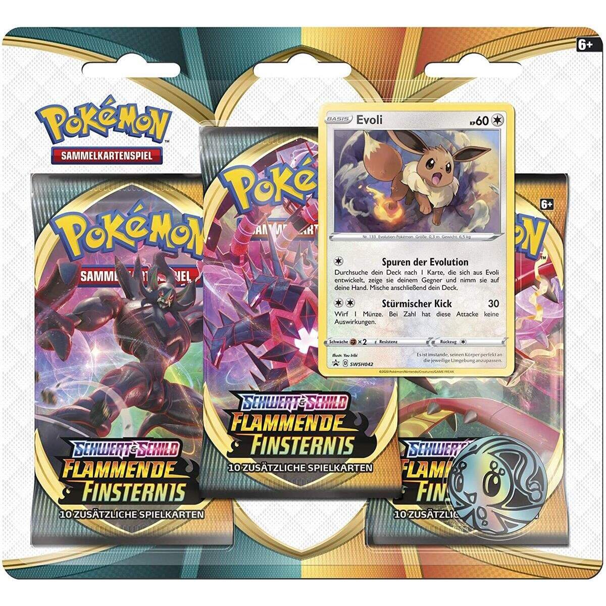 Pokemon Schwert & Schild Flammende Finsternis, 3er Pack, sortiert