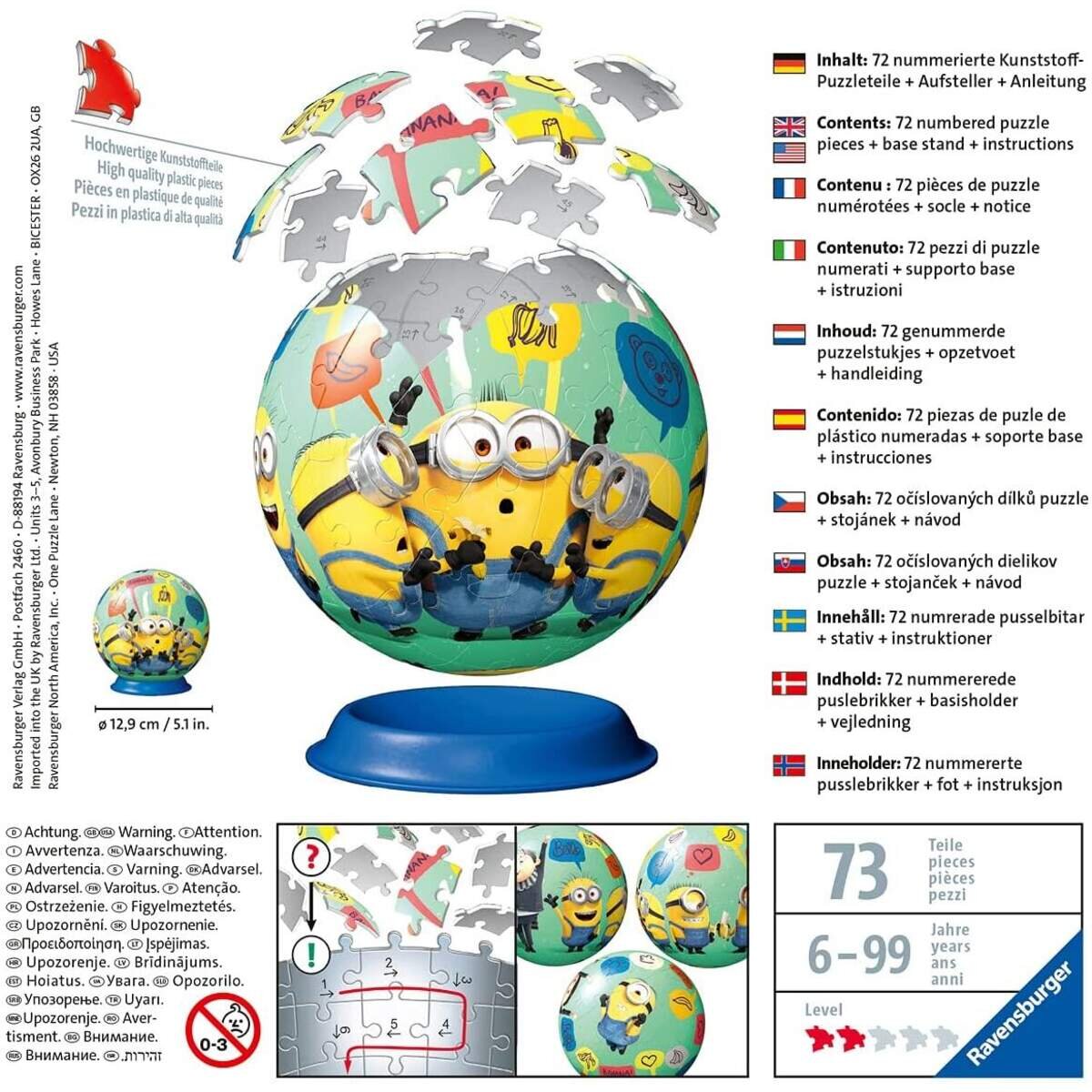 Ravensburger 3D Puzzle - Minions 2, 72 Teile