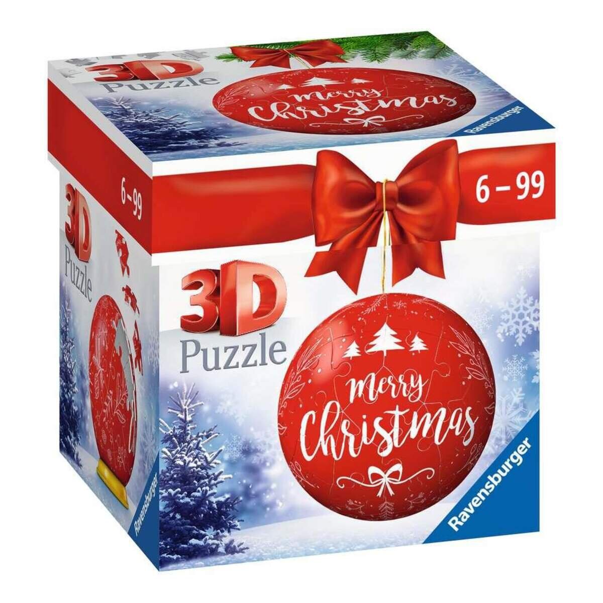 Ravensburger 3D Puzzle-Ball Weihnachtskugel Merry Christmas, 54 Teile