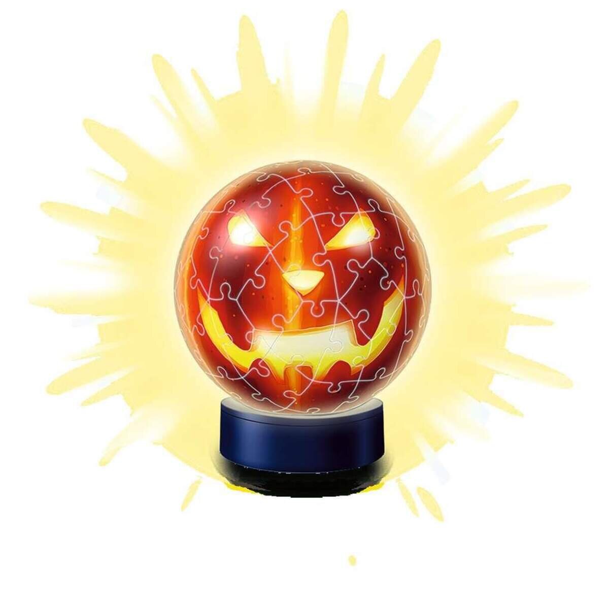 Ravensburger 3D Puzzle Kürbiskopf Nachtlicht 11253 - Puzzle-Ball - 72 Teile - für Halloween Fans