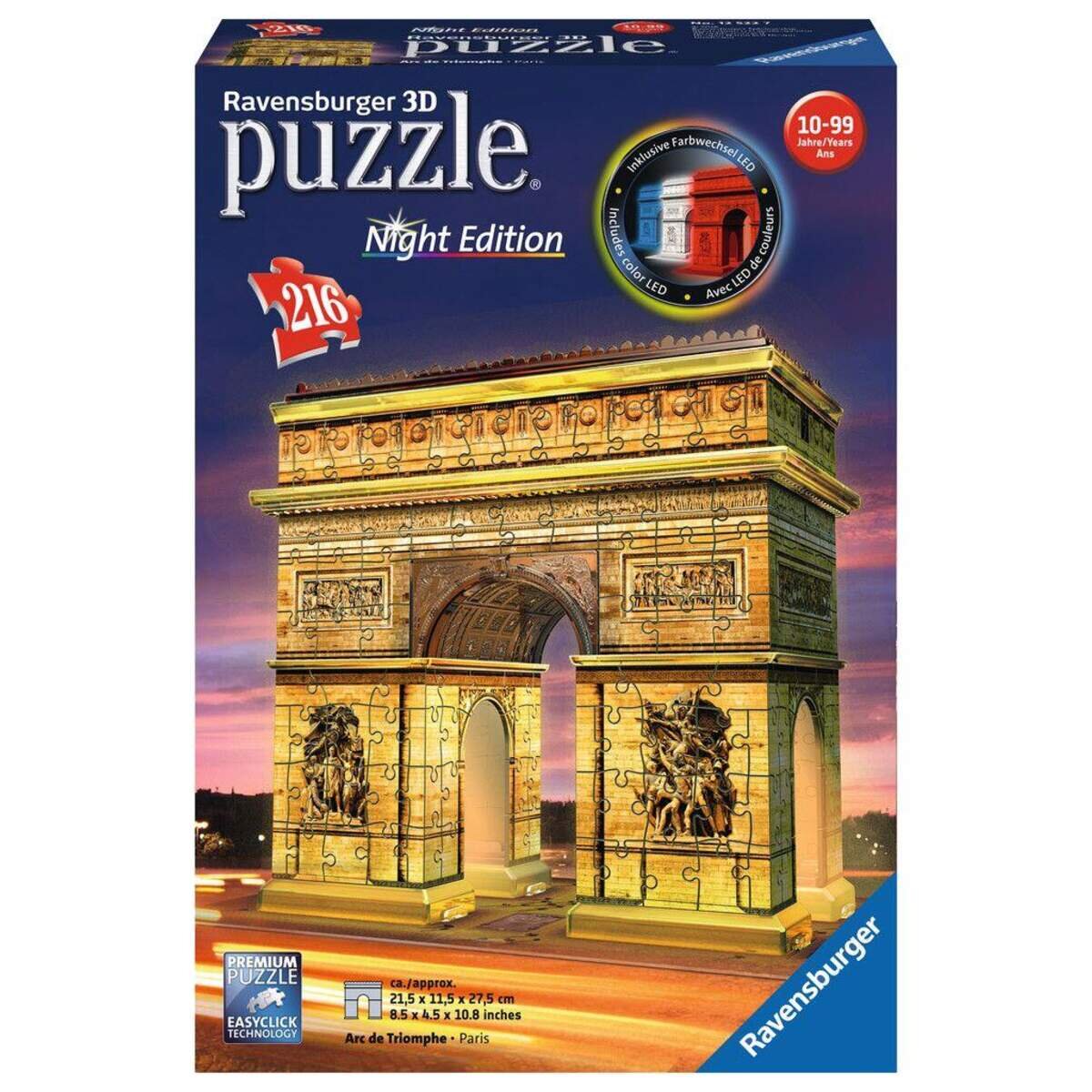 Ravensburger 3D Puzzle Triumphbogen Night Edition, 216 Teile