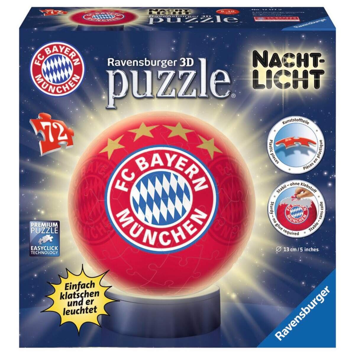 Ravensburger 3D Puzzleball Bachtlicht FC Bayern München, 72 Teile