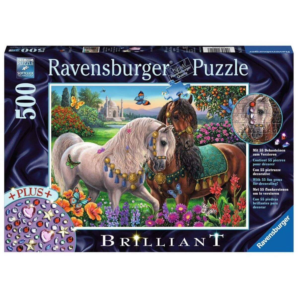 Ravensburger Brilliant Puzzle Glitzerndes Pferdepaar, 500 Teile