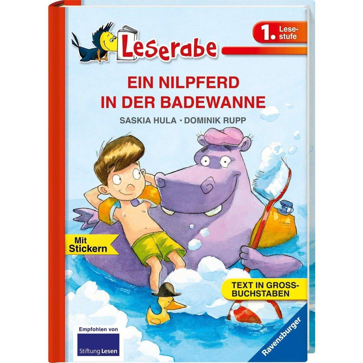 Ravensburger Hula, EIN NILPFERD IN DER BADEWANNE. In Großbuchstaben