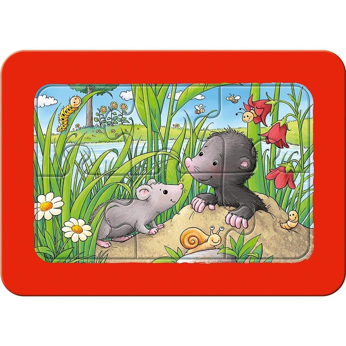 Ravensburger Kinderpuzzle - Kleine Gartentiere, 3 x 6 Teile