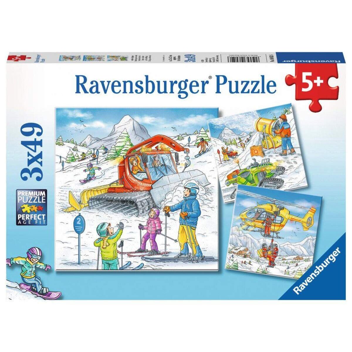 Ravensburger Kinderpuzzle Auf der Skipiste, 3x49 Teile
