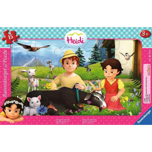 Ravensburger Kinderpuzzle Heidi Gemeinsam auf der Alm, 15 Teile