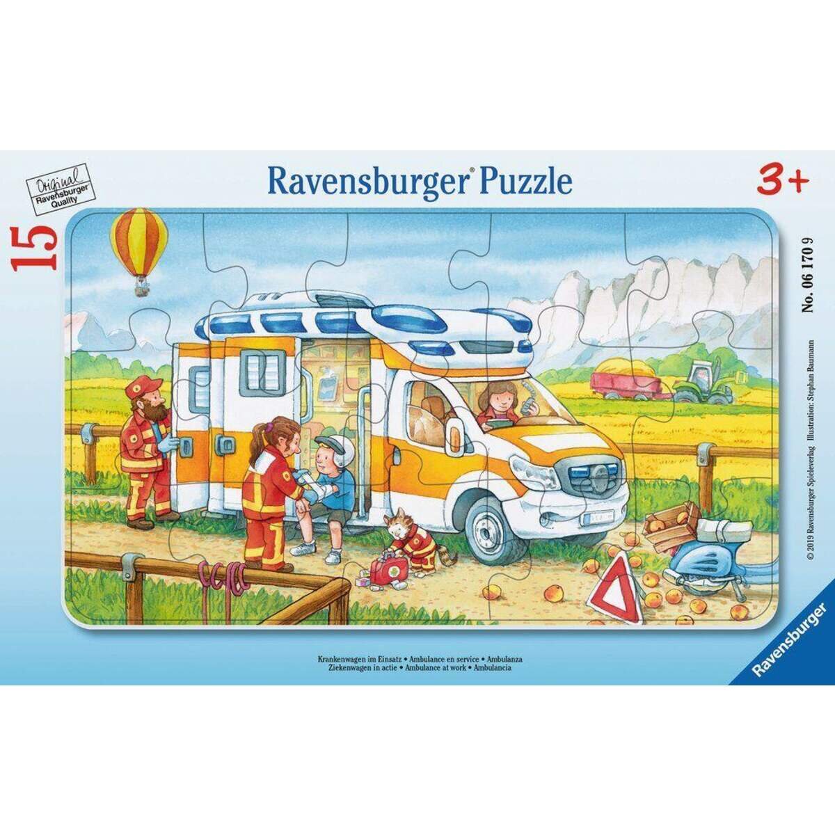 Ravensburger Kinderpuzzle Krankenwagen im Einsatz, 15 Teile