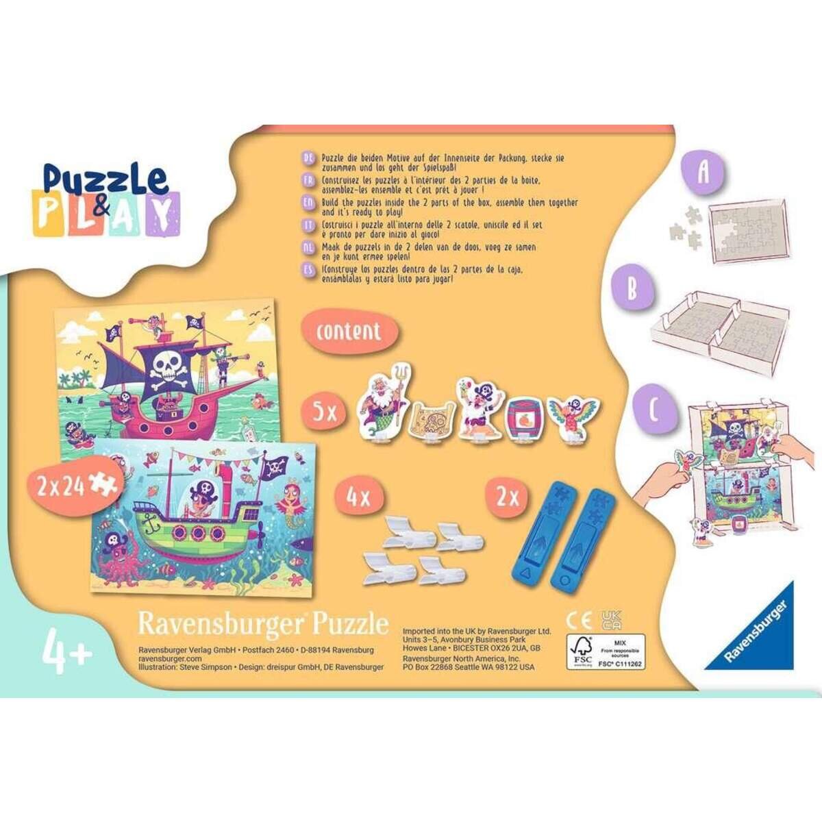 Ravensburger Kinderpuzzle Puzzle&Play 05592 - Land in Sicht - 2x24 Teile Puzzle