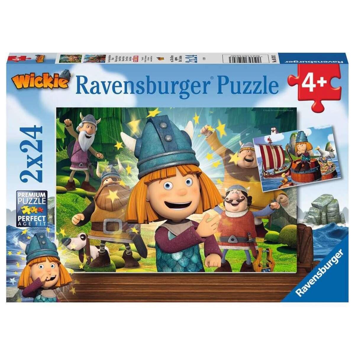 Ravensburger Kinderpuzzle Unser kluges Köpfchen Wickie, 2x24 Teile