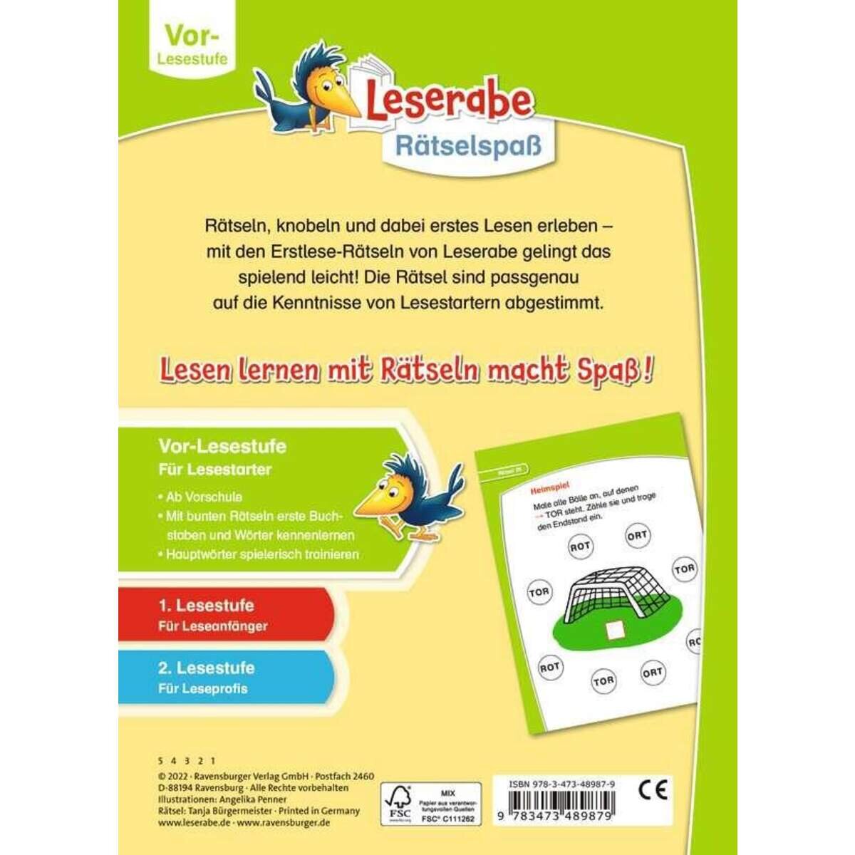 Ravensburger Leserabe: Erstleserätsel für Lesestarter (Vor-Lesestufe)