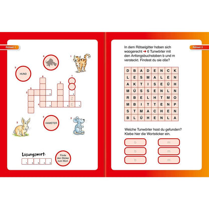 Ravensburger Leserabe, Lesestufe 1 - Sticker-Kreuzworträtsel zum Lesenlernen