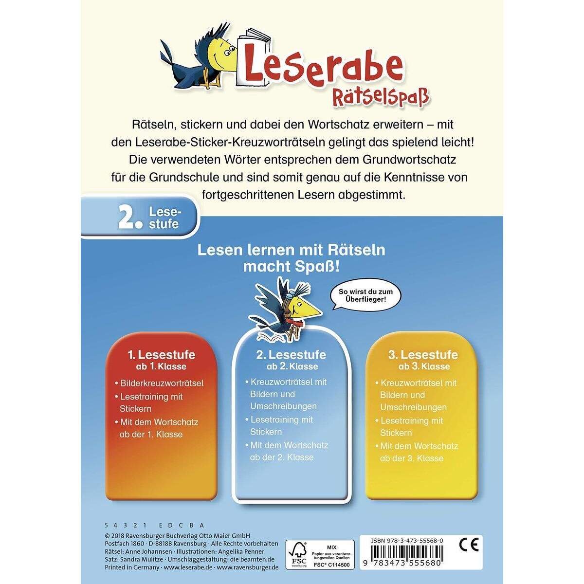 Ravensburger Leserabe, Lesestufe 2 - Sticker-Kreuzworträtsel zum Lesenlernen