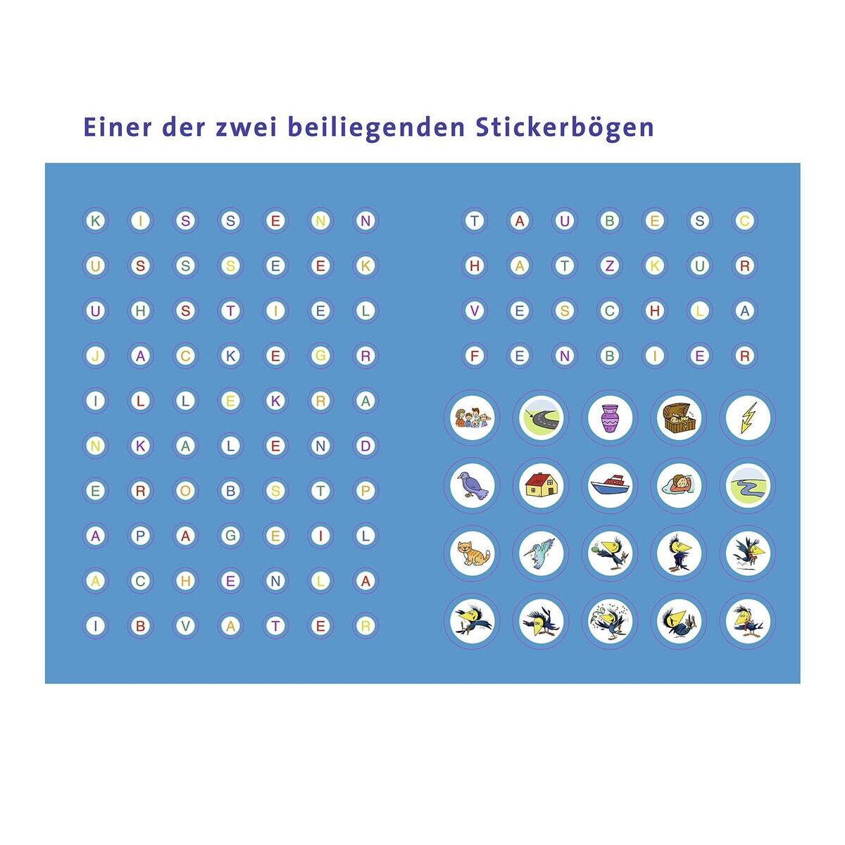 Ravensburger Leserabe, Lesestufe 2 - Sticker-Kreuzworträtsel zum Lesenlernen, türkis