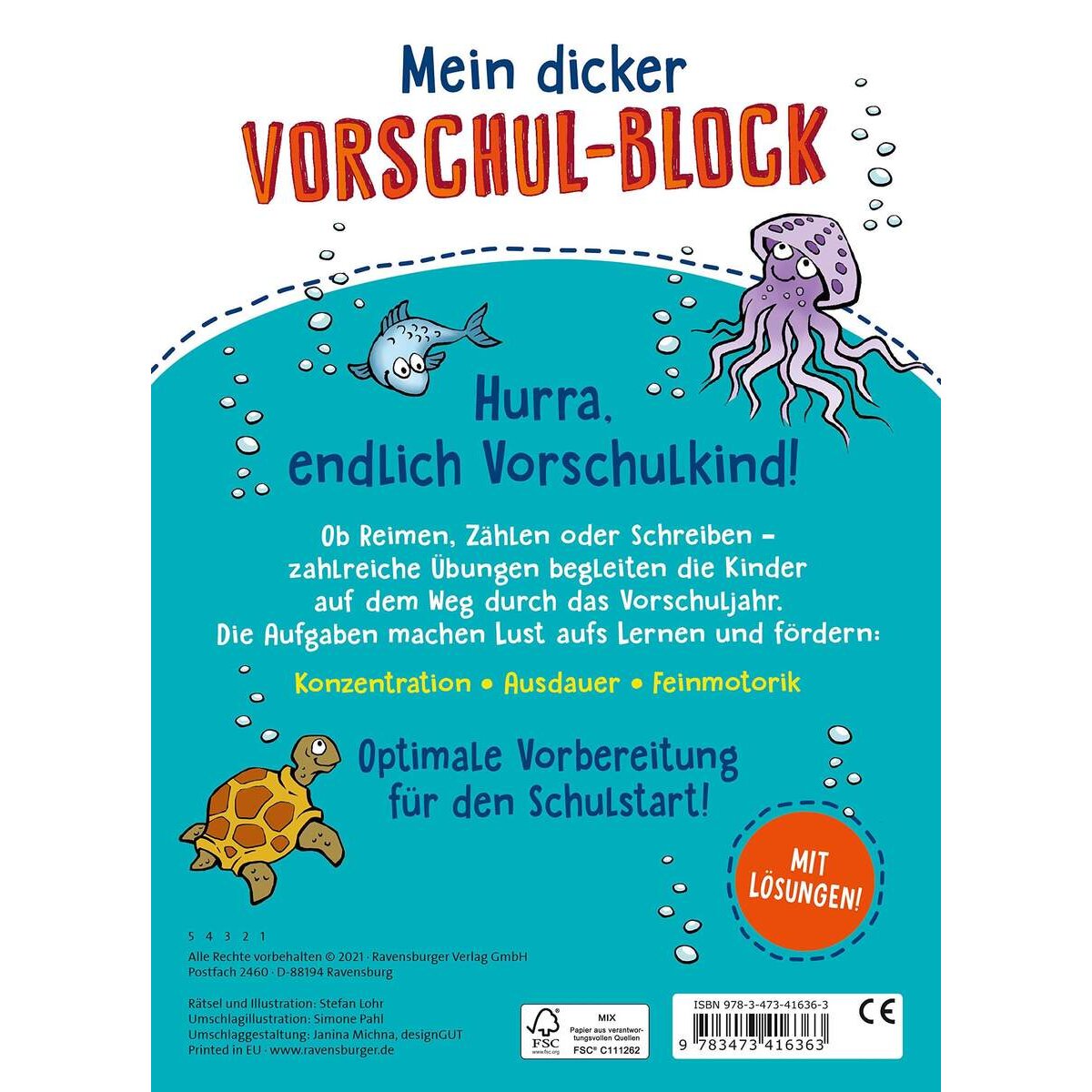 Ravensburger Mein dicker Vorschul-Block: Zahlen, Buchstaben, Konzentration