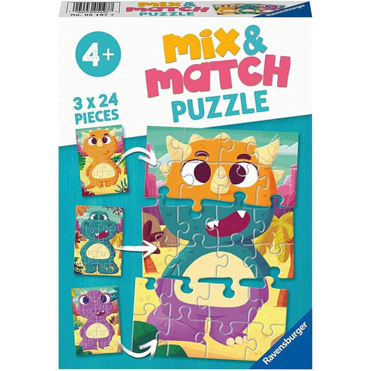 Ravensburger Mix&Match Puzzle - Niedliche Dinos, mit 3x24 Teilen