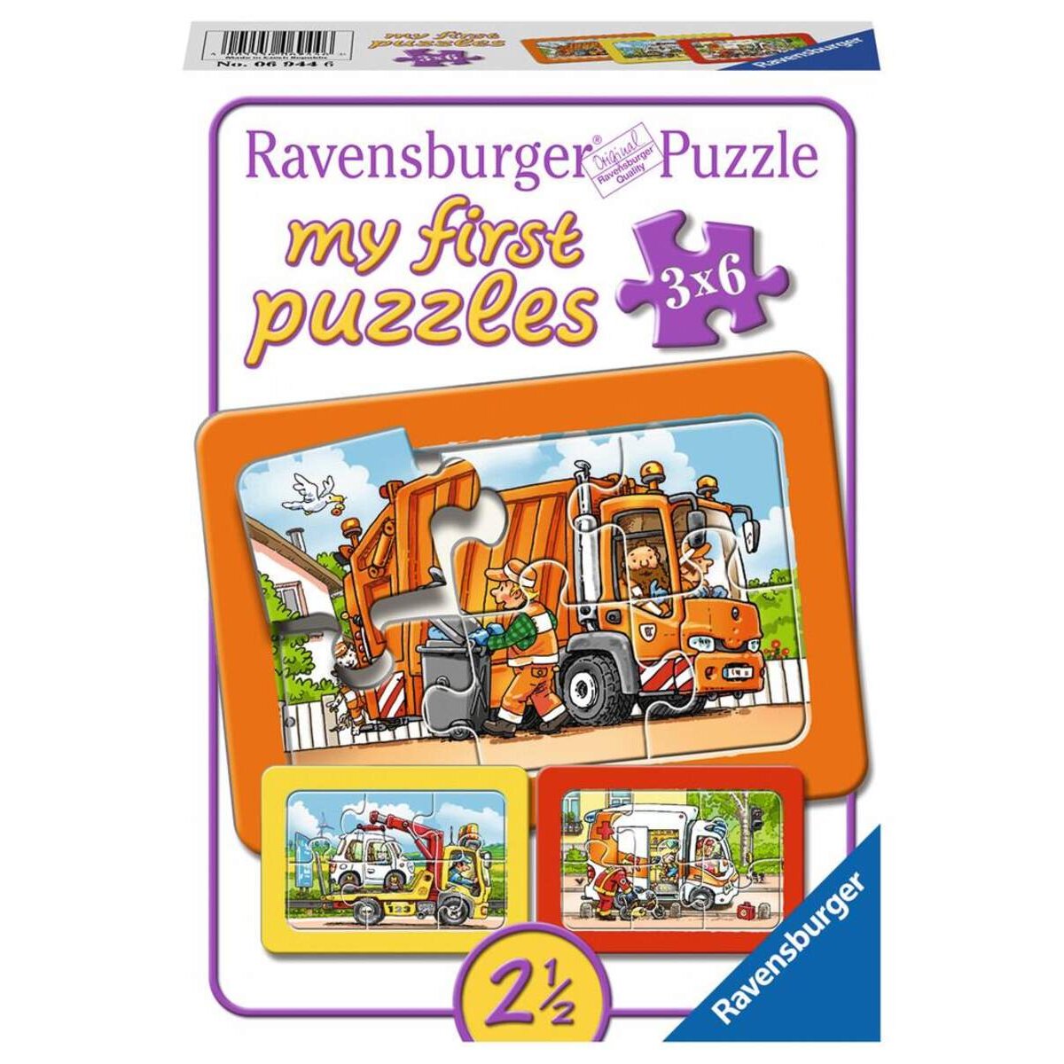 Ravensburger Müllabfuhr, Krankenwagen, Abschleppwagen, 3x6 Teile