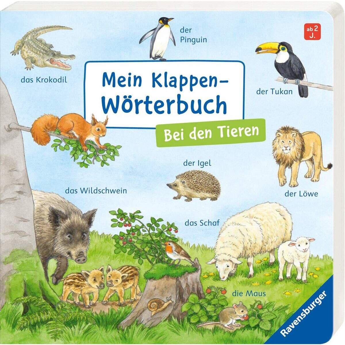 Ravensburger Pappbilderbuch - Klappen-Wörterbuch: Bei den Tieren