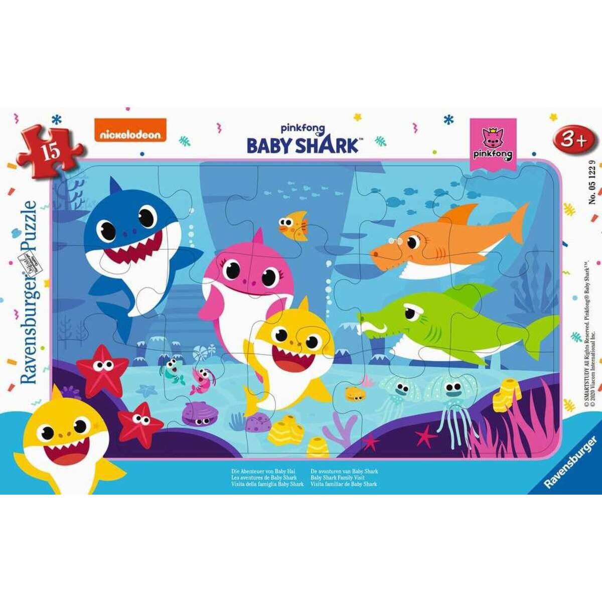 Ravensburger Puzzle Baby Shark, Die Abenteuer von Baby Hai, 15 Teile