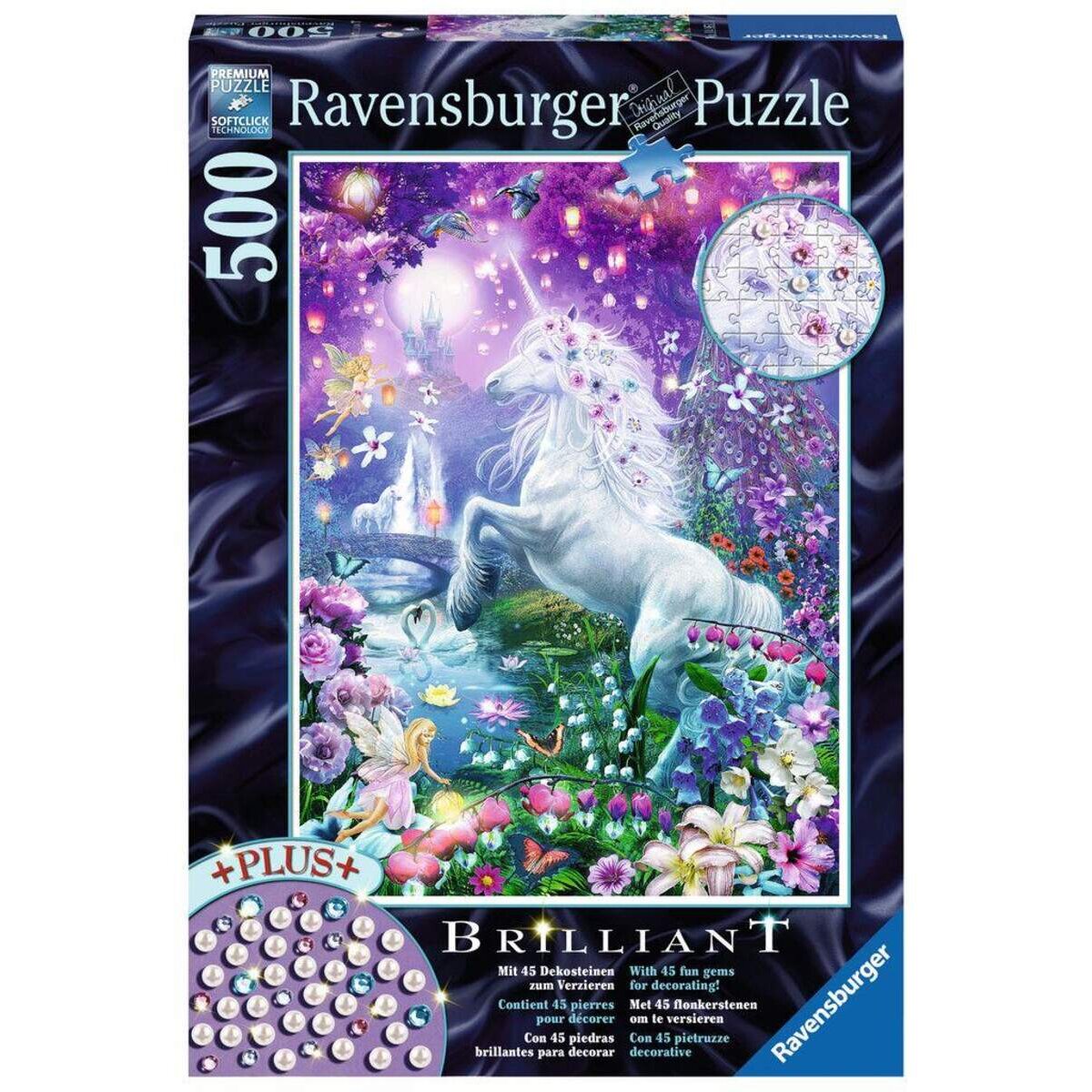 Ravensburger Puzzle Brilliant Einhorn im Glitzerwald, 500 Teile