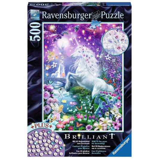 Ravensburger Puzzle Brilliant Einhorn im Glitzerwald, 500 Teile