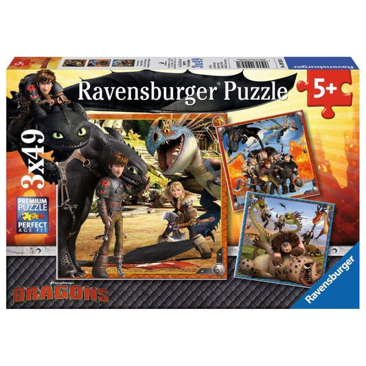 Ravensburger Puzzle Dreamworks Dragons Drachenreiter, 3x49 Teile