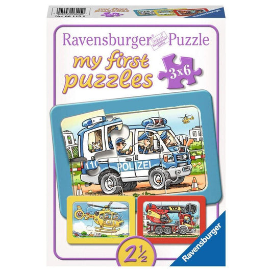 Ravensburger Puzzle Feuerwehr, Polizei, Rettungshubschrauber 3x6 Teile