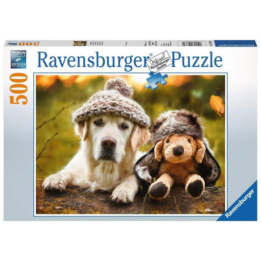 Ravensburger Puzzle Hund mit Mütze, 500 Teile