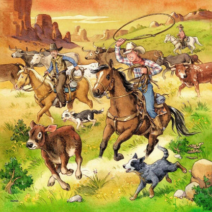 Ravensburger Puzzle Im wilden Westen, 3 x 49 Teile