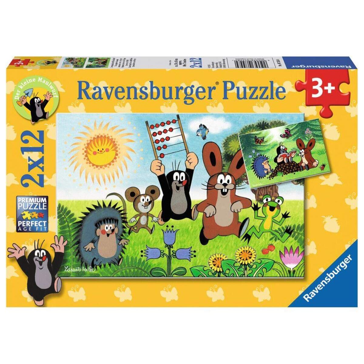 Ravensburger Puzzle Lernspaß mit Maulwurf, 2x12 Teile