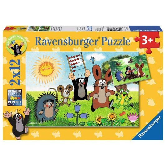 Ravensburger Puzzle Lernspaß mit Maulwurf, 2x12 Teile
