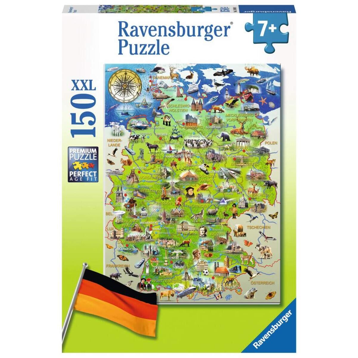 Ravensburger Puzzle Meine Deutschlandkarte, 150 XXL Teile