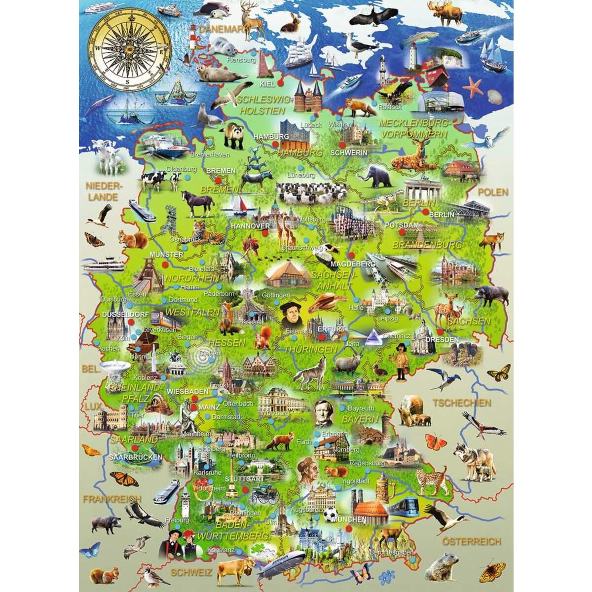 Ravensburger Puzzle Meine Deutschlandkarte, 150 XXL Teile