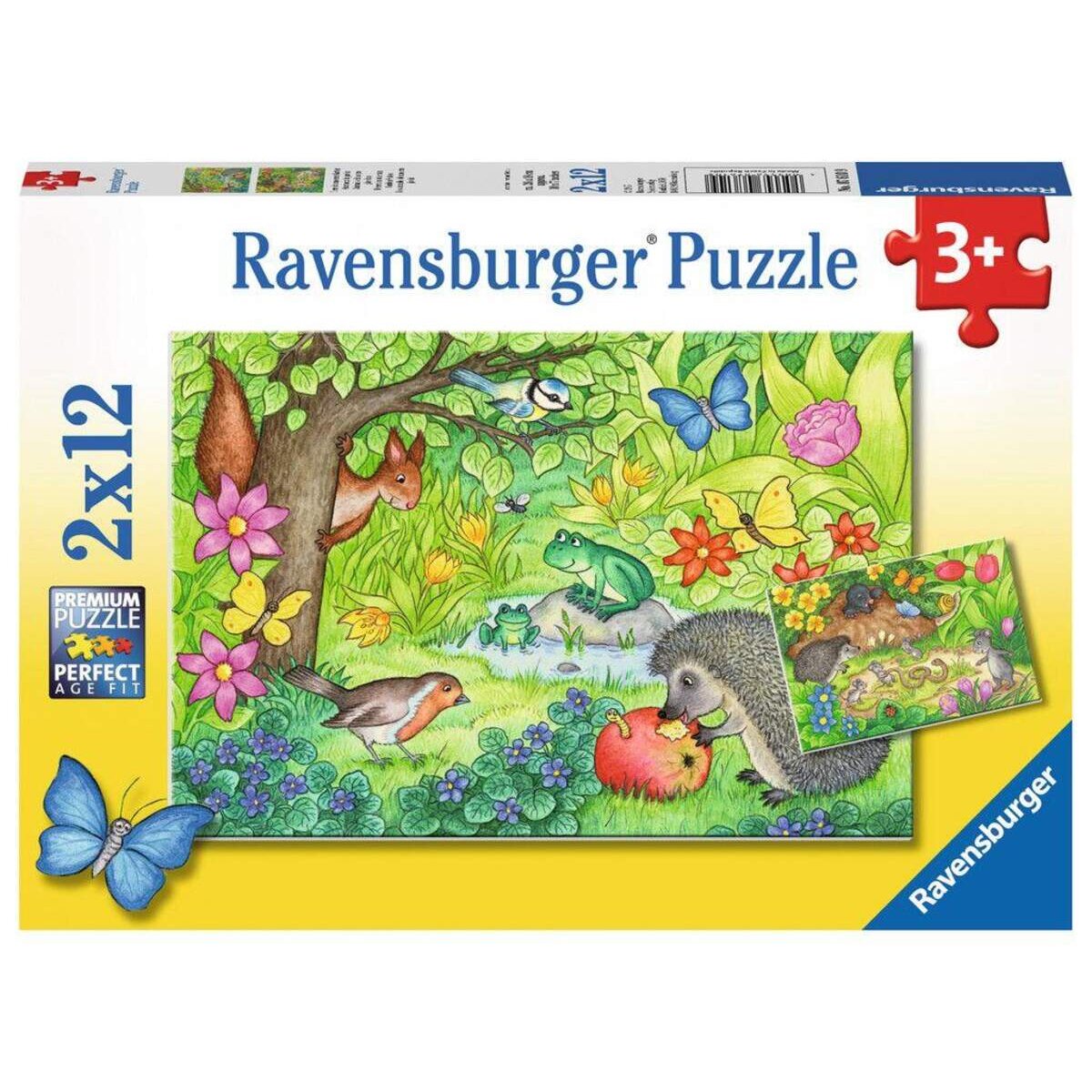 Ravensburger Puzzle Tiere in unserem Garten, 2x12 Teile